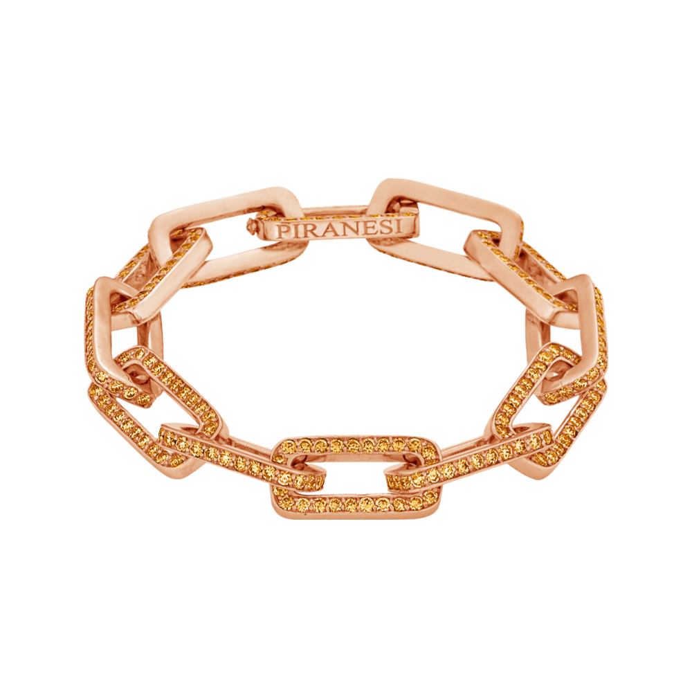 Rose Gold Link Bracelet - Orange Sapphire