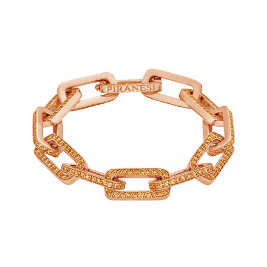 Rose Gold Link Bracelet - Orange Sapphire