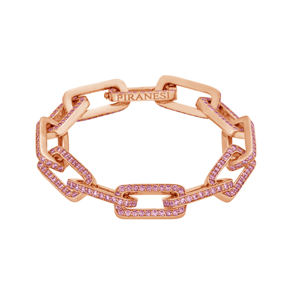 Rose Gold Link Bracelet - Pink Sapphire