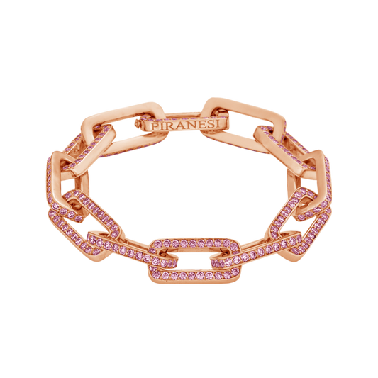 Rose Gold Link Bracelet - Pink Sapphire