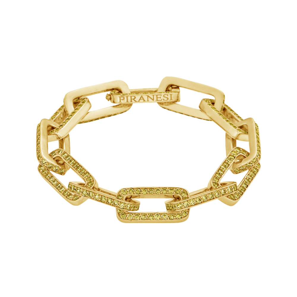 Yellow Gold Link Bracelet - Yellow Sapphire