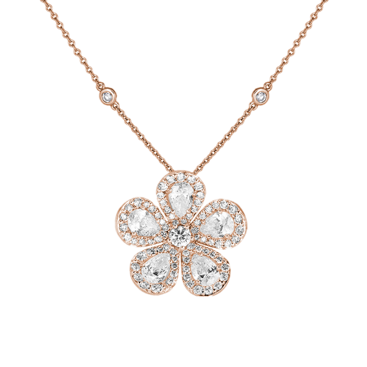 Rose Gold Classic Flower Small Necklace