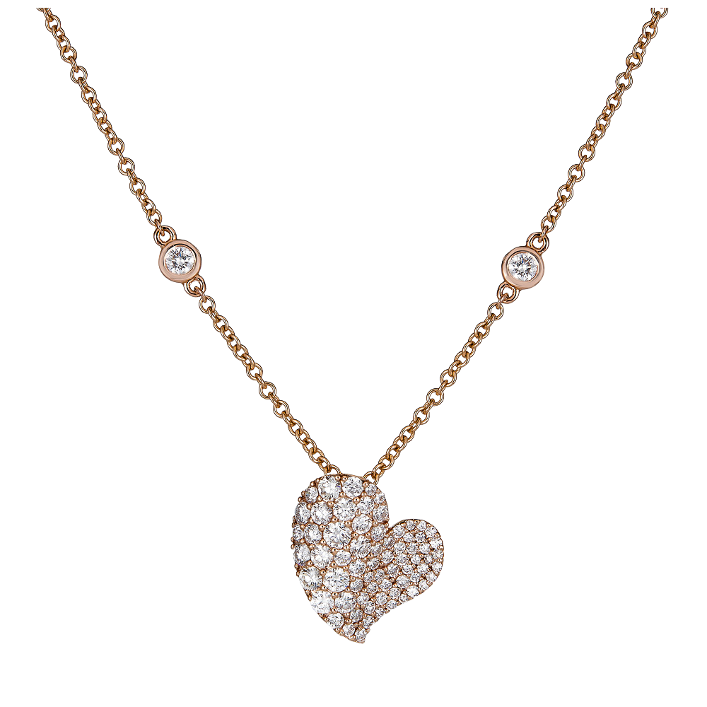 Rose Gold Wave Heart Small Necklace