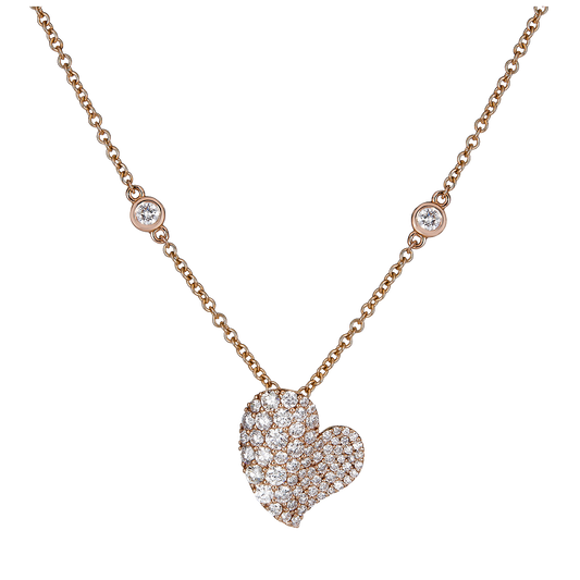 Rose Gold Wave Heart Small Necklace