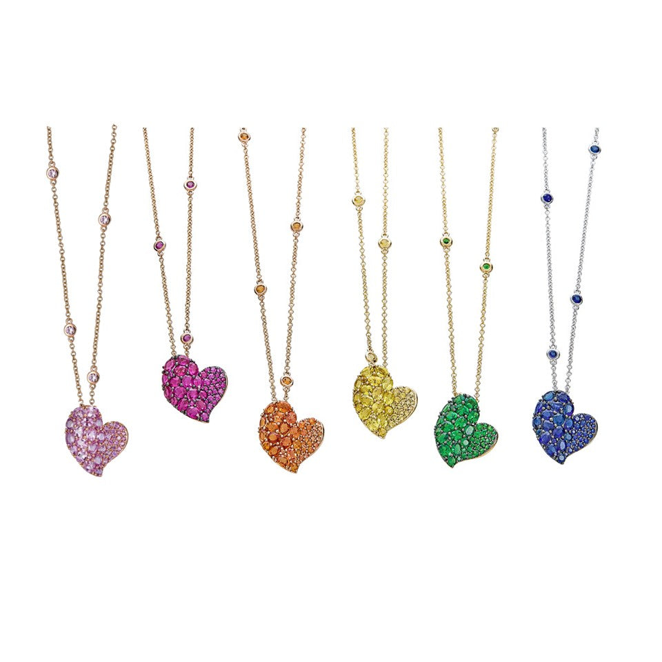 White Gold Wave Heart Medium Necklace