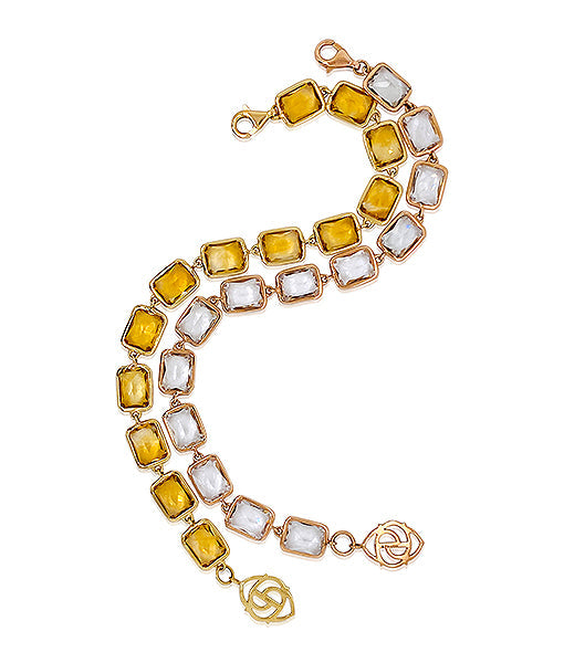 Rose Gold Pietra Emerald Cut Bracelet - Smokey Quartz