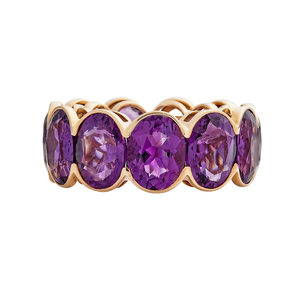 Rose Gold Pietra Oval Eternity Band - Amethyst