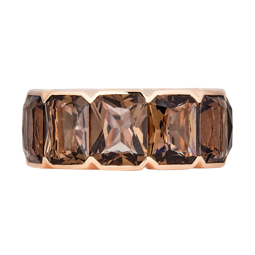 Rose Gold Pietra Emerald Cut Eternity Band - Smokey Quartz
