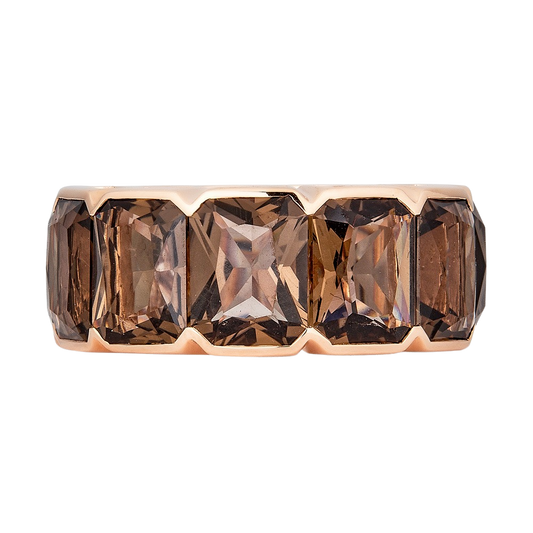 Rose Gold Pietra Emerald Cut Eternity Band - Smokey Quartz