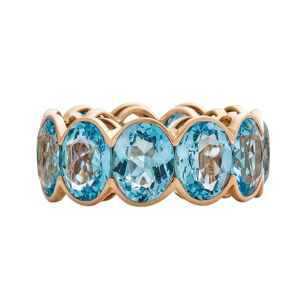 Rose Gold Pietra Oval Eternity Band - Blue Topaz