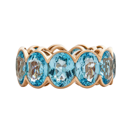 Rose Gold Pietra Oval Eternity Band - Blue Topaz
