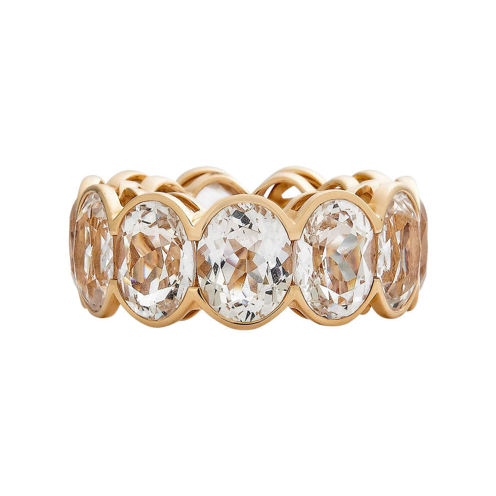 Rose Gold Pietra Oval Eternity Band - White Topaz