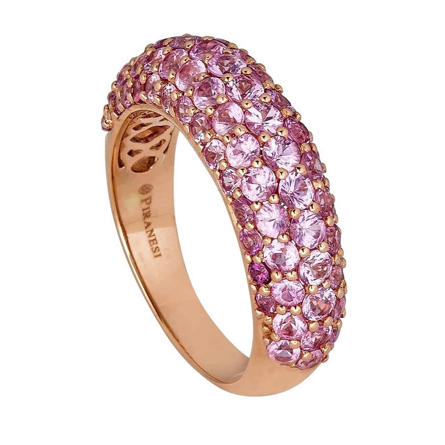 Rose Gold Dome Small Ring - Pink Sapphire