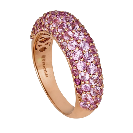Rose Gold Dome Small Ring - Pink Sapphire