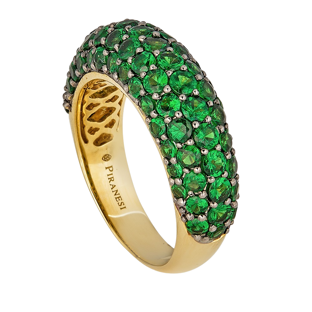 Yellow Gold Dome Small Ring - Tsavorite