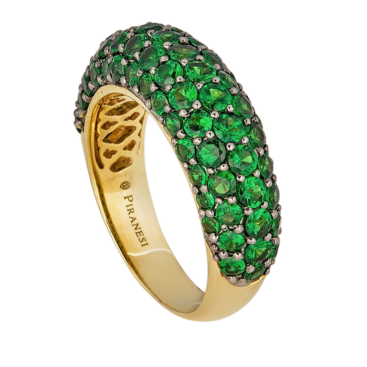 Yellow Gold Dome Small Ring - Tsavorite