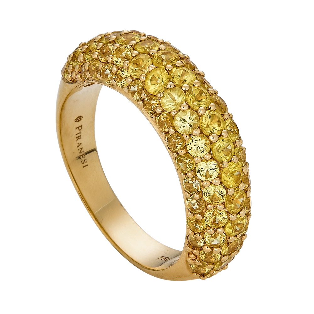 Yellow Gold Dome Small Ring - Yellow Sapphire