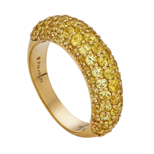 Yellow Gold Dome Small Ring - Yellow Sapphire