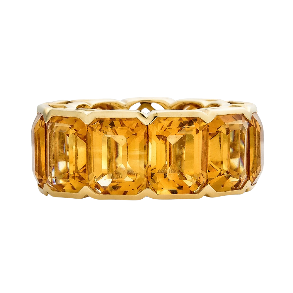 Yellow Gold Pietra Emerald Cut Eternity Band - Yellow Citrine