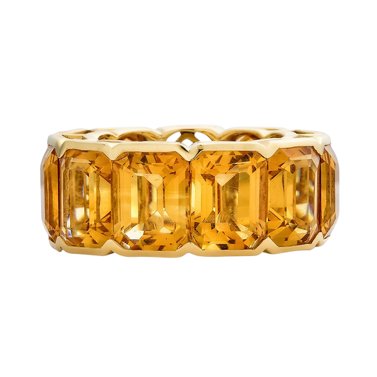 Yellow Gold Pietra Emerald Cut Eternity Band - Yellow Citrine