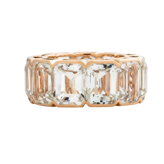 Rose Gold Pietra Emerald Cut Eternity Band - White Topaz