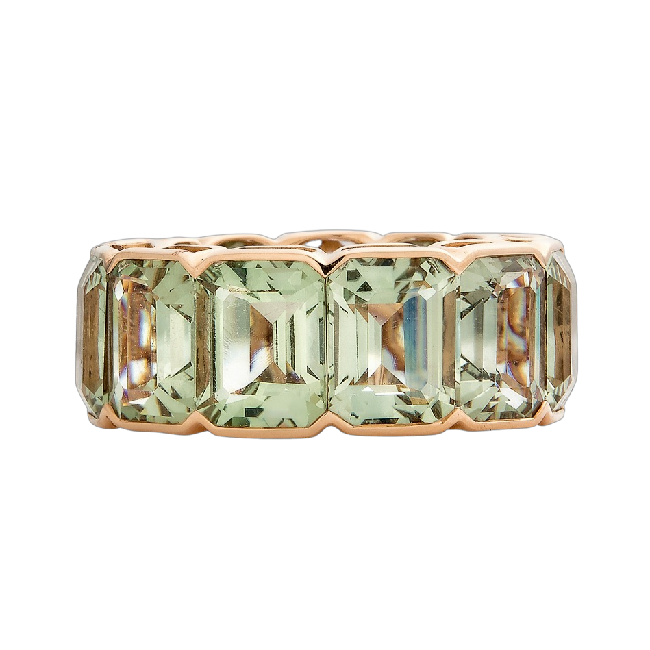 Rose Gold Pietra Emerald Cut Eternity Band - Green Amethyst