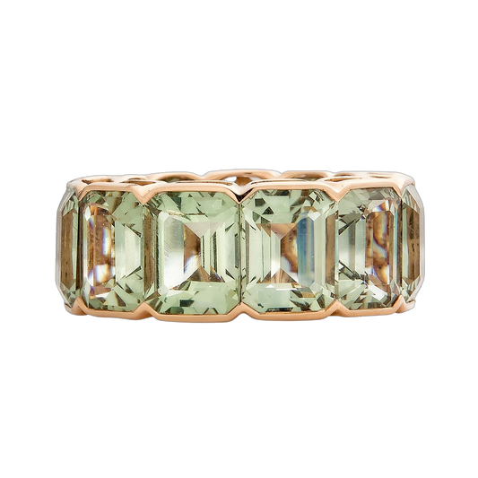 Rose Gold Pietra Emerald Cut Eternity Band - Green Amethyst