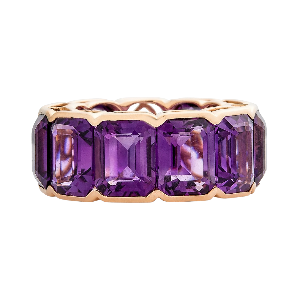 Rose Gold Pietra Emerald Cut Eternity Band - Amethyst