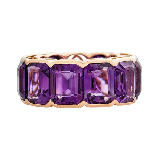 Rose Gold Pietra Emerald Cut Eternity Band - Amethyst