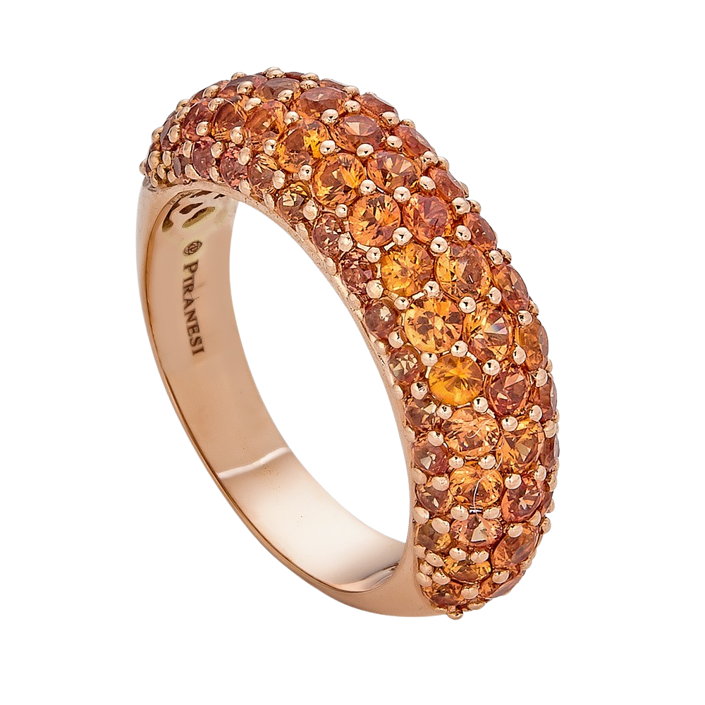 Rose Gold Dome Small Ring - Orange Sapphire