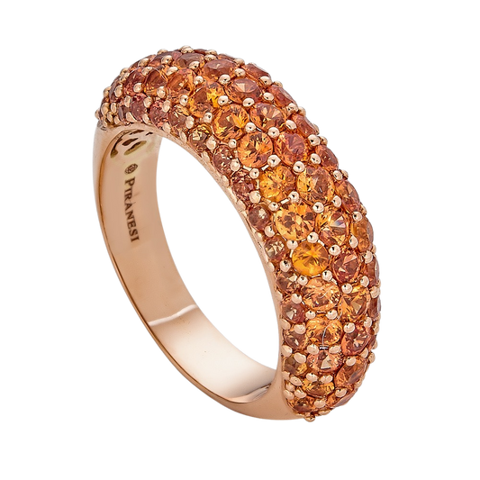 Rose Gold Dome Small Ring - Orange Sapphire