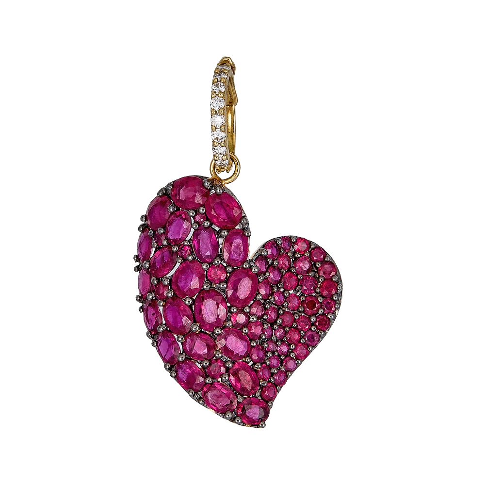 Yellow Gold Wave Heart Large Pendant