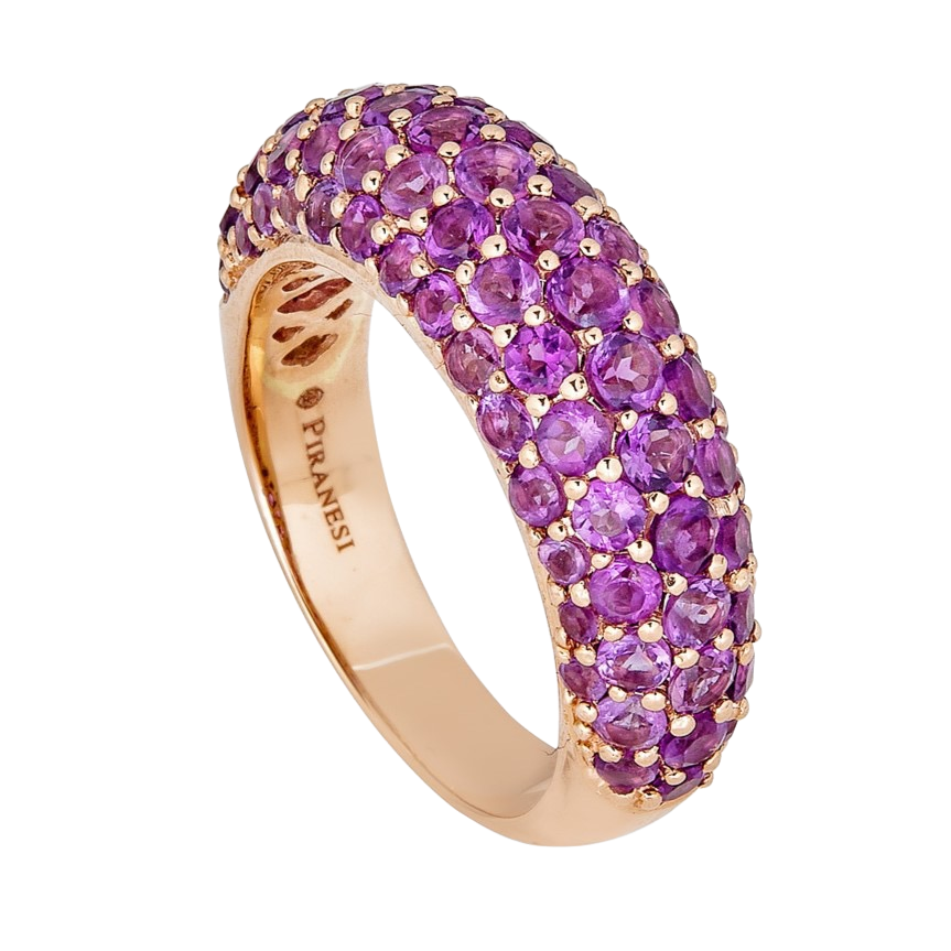 Rose Gold Dome Small Ring - Amethyst