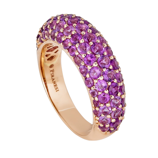 Rose Gold Dome Small Ring - Amethyst