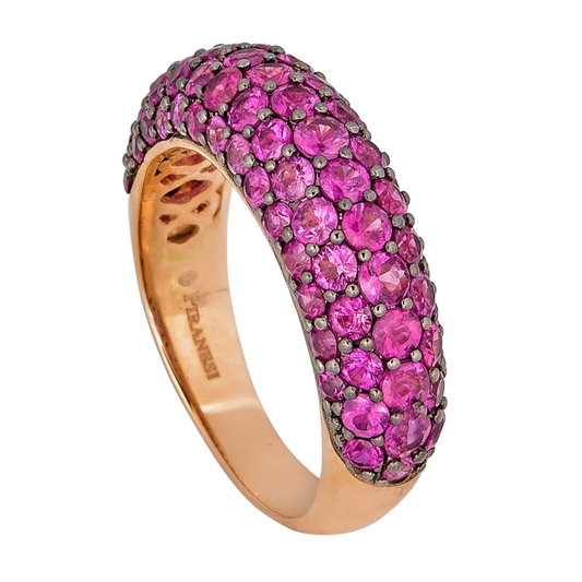 Rose Gold Dome Small Ring - Pink Sapphire