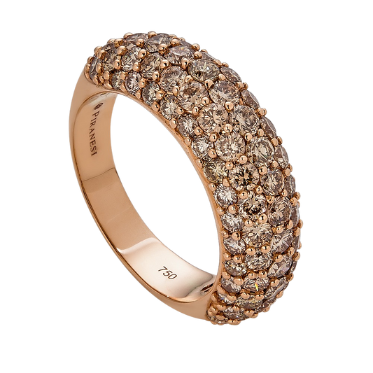 Rose Gold Dome Small Ring - Champagne Diamond