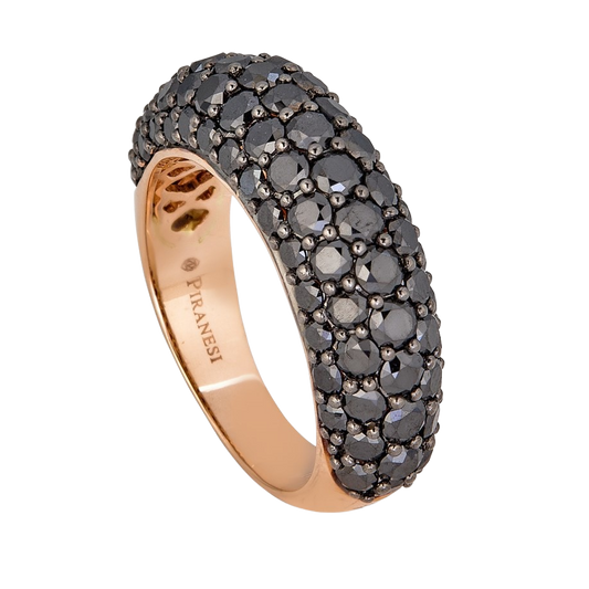 Rose Gold Dome Small Ring - Black Diamond
