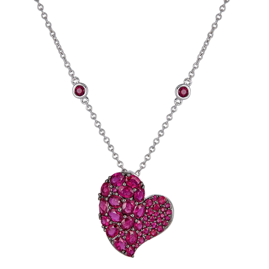 White Gold Wave Heart Medium Necklace