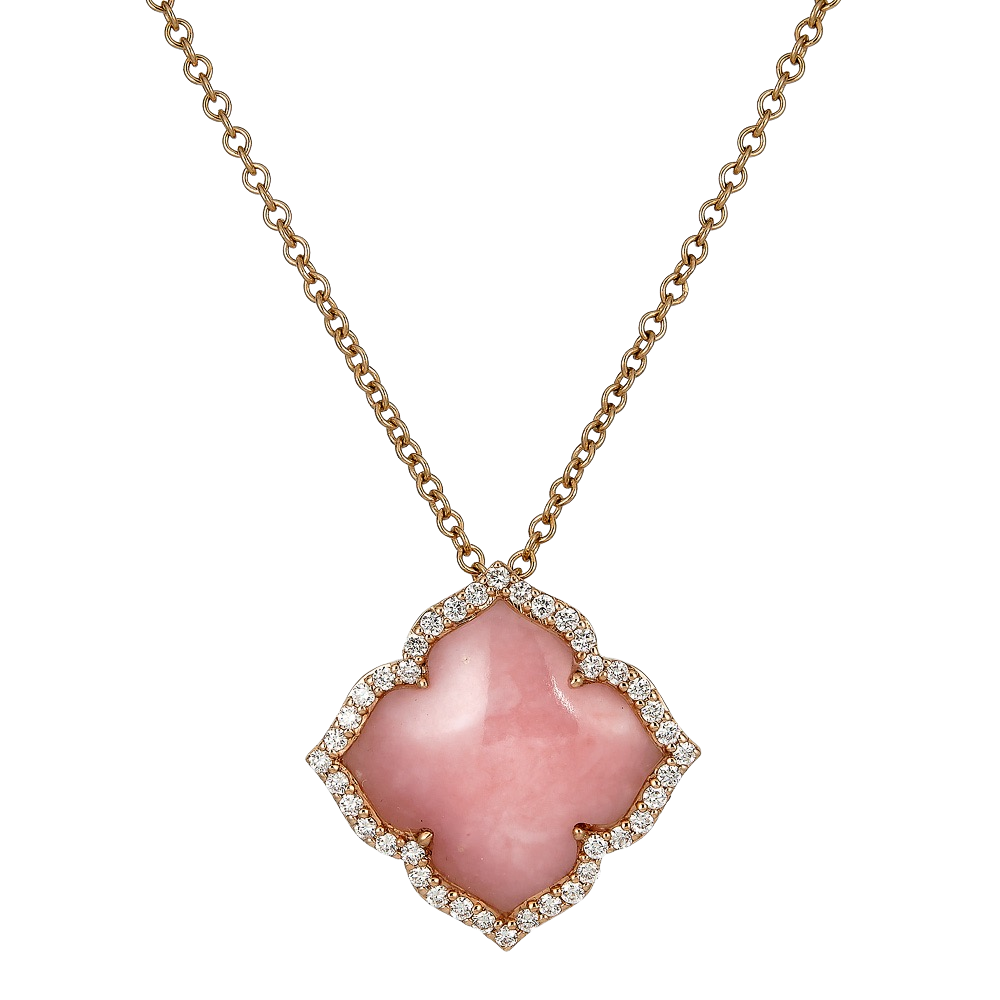 Rose Gold Capri Flower Necklace - Pink Opal