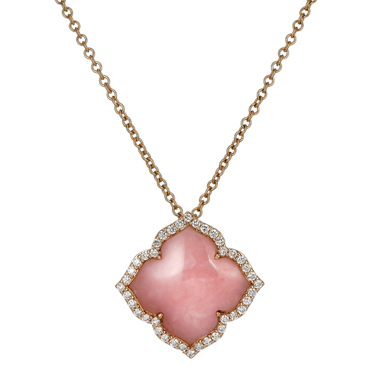 Rose Gold Capri Flower Necklace - Pink Opal