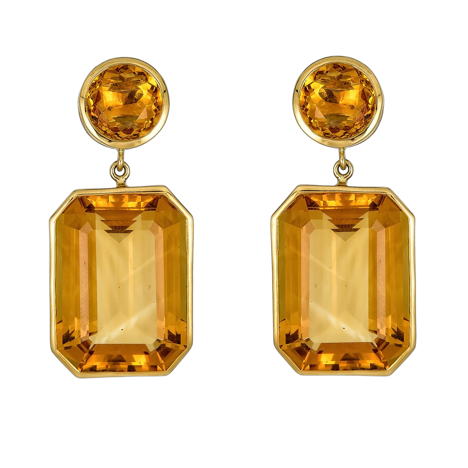 Yellow Gold Pietra Drop Earrings - Yellow Citrine