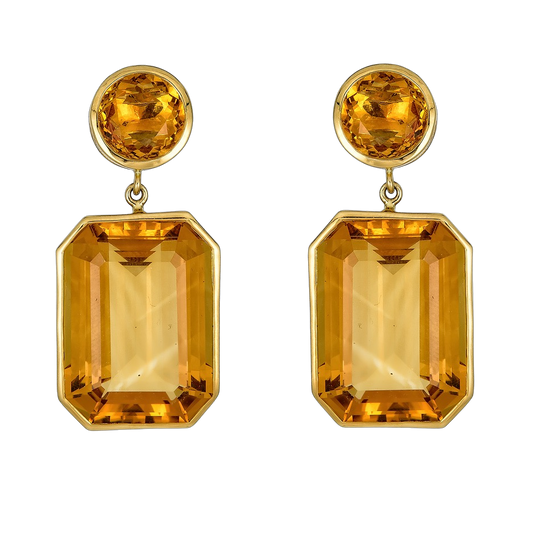 Yellow Gold Pietra Drop Earrings - Yellow Citrine