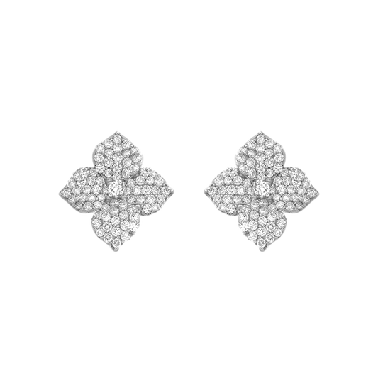 White Gold Fiore Small Flower Earrings