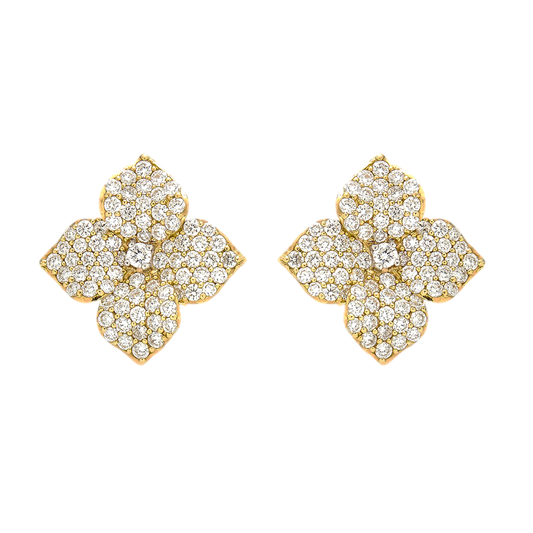 Yellow Gold Fiore Large Flower Earrings