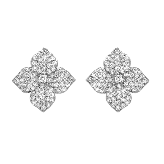 White Gold Fiore Large Flower Earrings