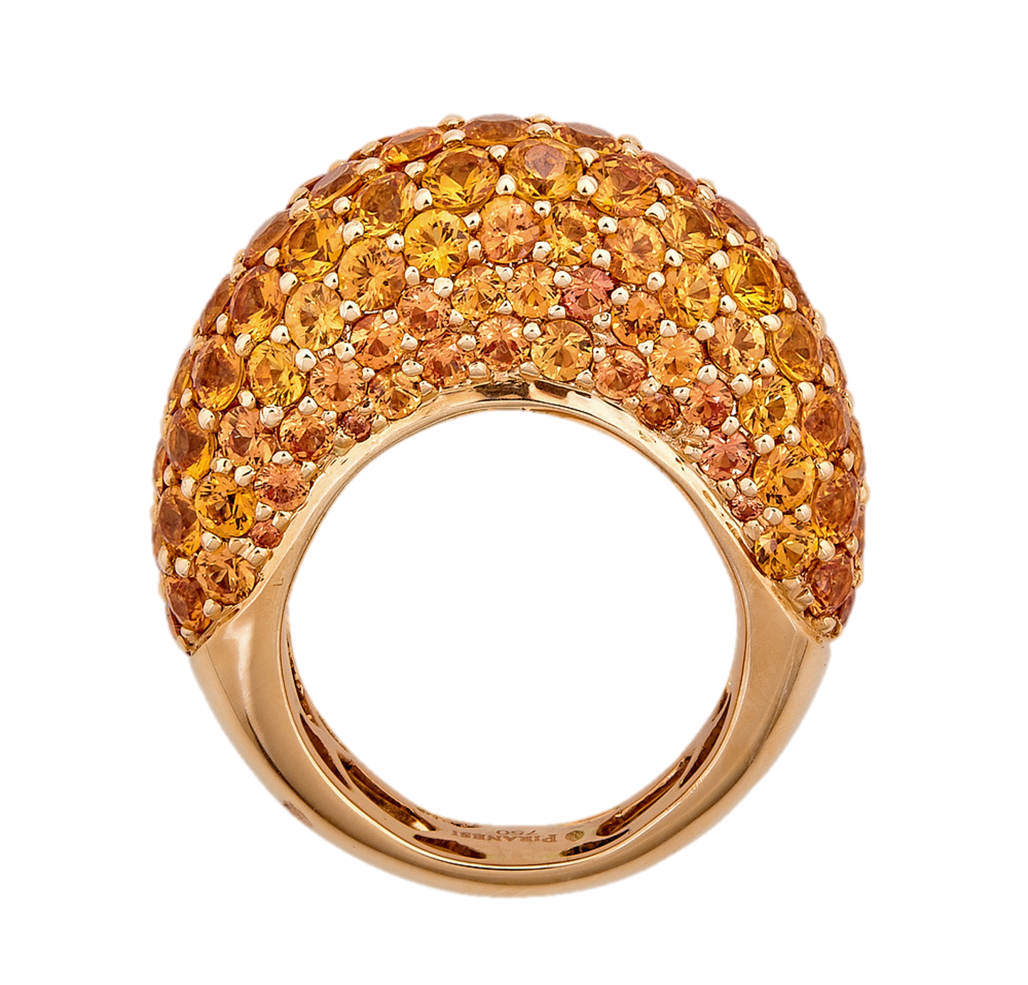 Rose Gold Dome Ring - Orange Sapphire