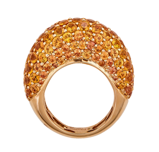 Rose Gold Dome Ring - Orange Sapphire