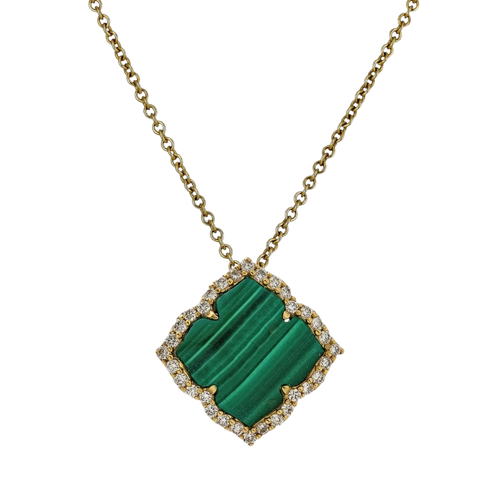 Yellow Gold Capri Flower Necklace - Malachite
