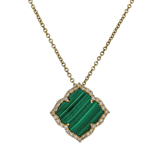 Yellow Gold Capri Flower Necklace - Malachite