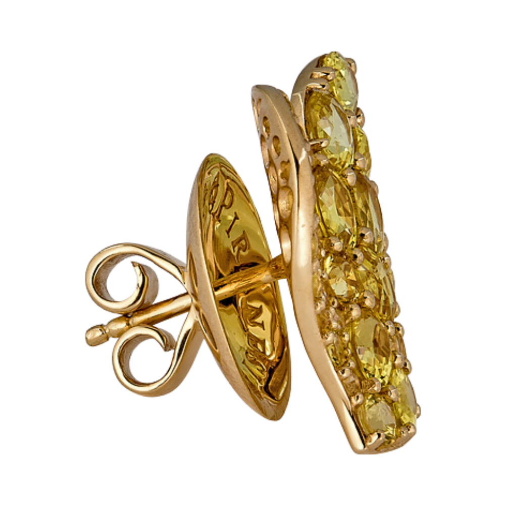 Yellow Gold Wave Heart Medium Earring - Yellow Sapphire